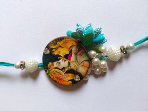 Radha -Krishna Design Rakhi and lumba set &amp; Thali