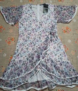 Floral Print Mini Wrap Dress