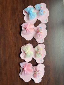 Pink Bow Hair Clip Set