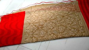 Red and Gold Floral Saree