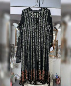 Chickenkari Anarkali Black Kurta (Full Sleev)