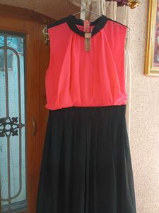 Peach Black Long Dress