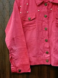 Red Pearl Denim Jacket