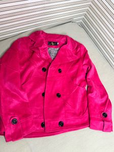 Pink Velvet Cropped Jacket