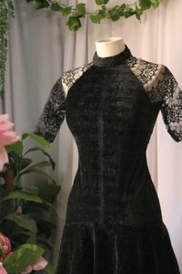 Black Lace Velvet Dress