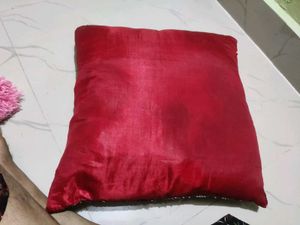 Square Double Shade Red and Silver  Pillow Cover
