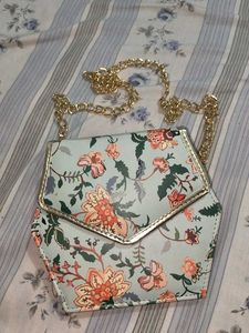 Floral Print Hexagon Sling Bag