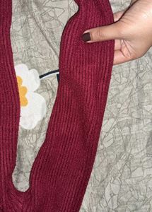 Maroon Turtleneck Knit Sweater or  highneck