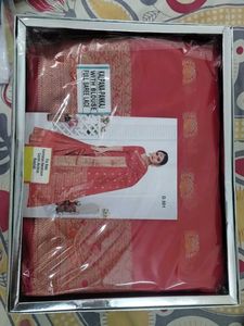 Red Zari Border Saree With Booti