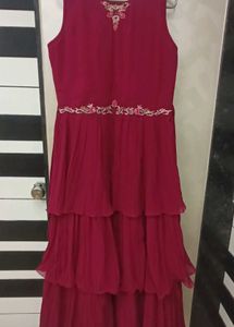 frill gown with tikki work koti