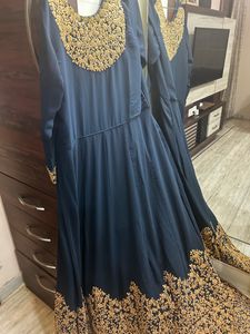Long Anarkali Gown With A Set Of Earings For Free
