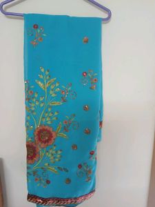 Casual Saree With Chumky Work Unused