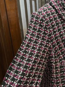 Plus Size Checkered Tweed Jacket