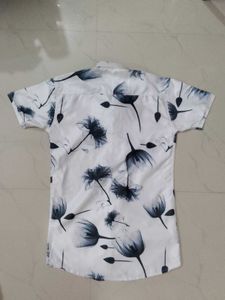 Floral Print Half White Shining Shirt