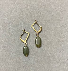 Olive Green Stone Drop Earrings