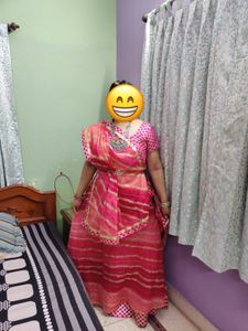 Womens Pink Lehenga Set With Blouse