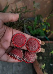 Red Jhumkas