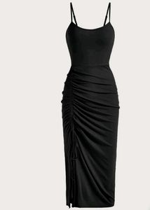 Black Ruched Bodycon Dress