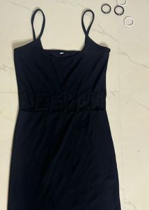 Elegant Black Maxi Dress with Sheer Corset