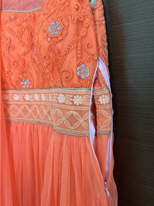 Set Of 3-Ethenic Anarkali Padded Gown,Dupatta,pant