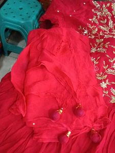 Red Embroidered Ethnic Gown Xl