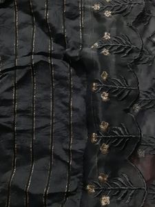 Silk Dupatta With Organza Embroidery Boarder On Al