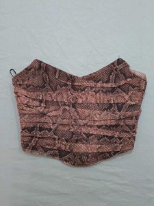 ZARA Mesh Snake Print Corset Top