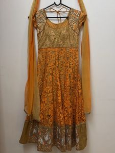 Orange & Gold Embroidered Anarkali