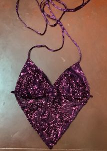 Y2k Plum Nefs Finds Sequin Top