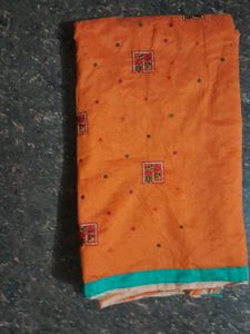 Orange Embroidered Saree
