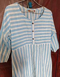 Blue &amp; White Striped Kurti – Perfect for
