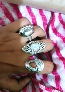 Silver Tone Statement Ring Set