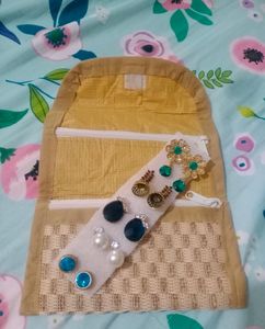Combo Of 5 earrings And Jute clutch