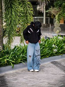 Statement Denim &amp; Graphic Hoodie All size Availabl