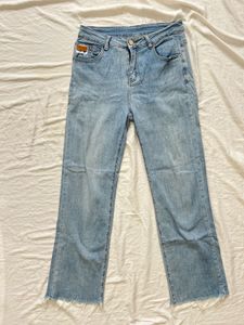 Light Wash Cropped Flare Jeans