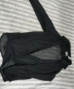 Mesh polka dot shirt