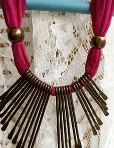 Chic Cloth Tie-up Mettalic Style Neckpiece