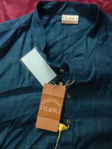 Filori Men's Blue Checkered Kurta