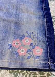 Embroidered Denim Mini Skirt