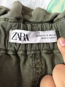 Ruffled Waist Olive Jeans Ankle Length