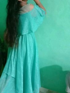 Aqua Blue Off-Shoulder Formal Dress