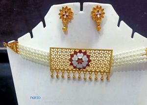 Beautiful Brass Zaali Work Jwellery Set For Girls