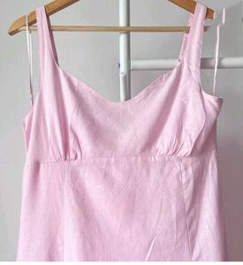 Baby Pink Slit Summer Dress