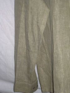 Vintage Olive Green Linen Button-Up Shirt