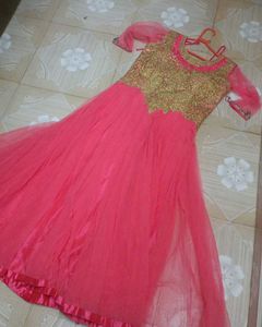 Heavy Worked Semi- Bridal Gown - Pink : L Size
