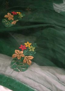 Green Embroidered Saree