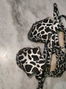 Leopard Print Tie Up Heels For Women