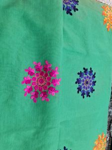Embroidered Green Saree with out blouse