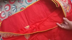 Red And Yellow Saree Without Blouse