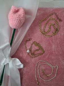 Necklace Bundle with Knitted Flower